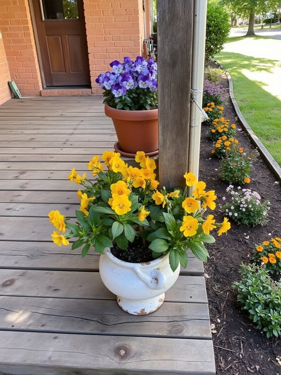 cheerful colorful pansy blooms