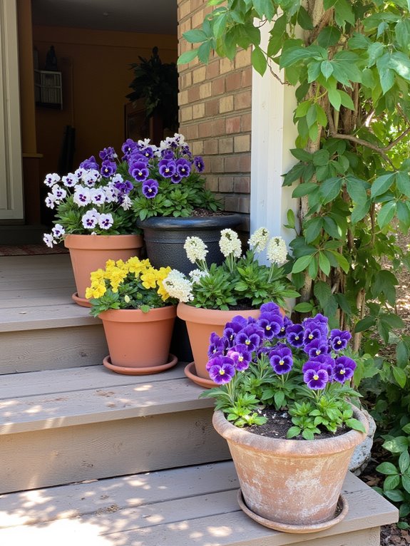 cheerful colorful pansy display