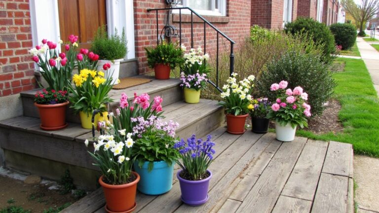 cheerful spring flower pots