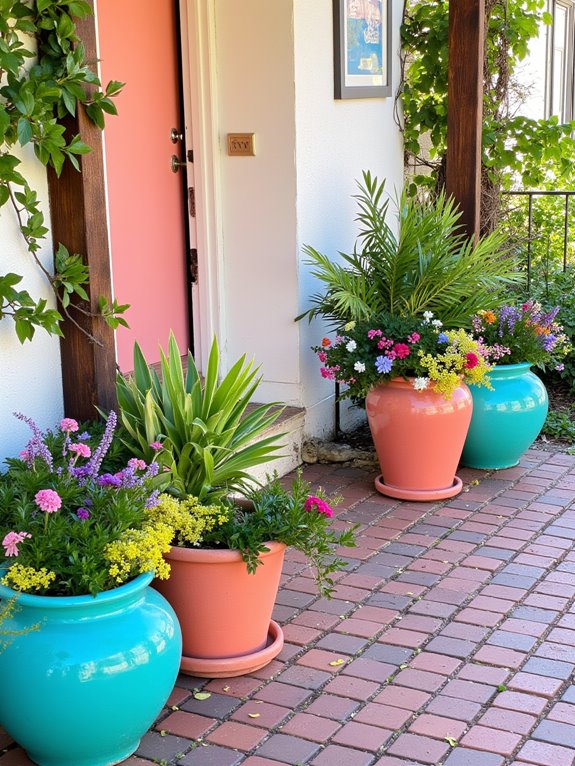 colorful ceramic planters brighten