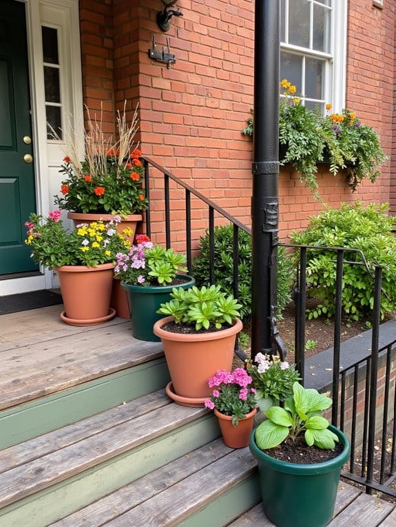 colorful flower pot coordination