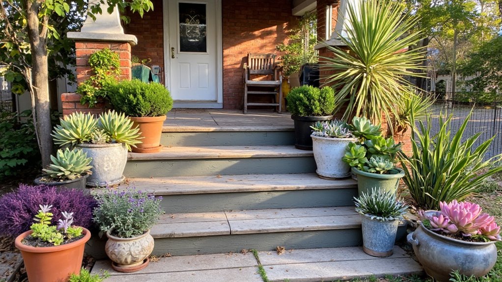 colorful low maintenance succulent planters