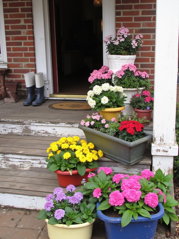 colorful planter boxes enhance curb appeal