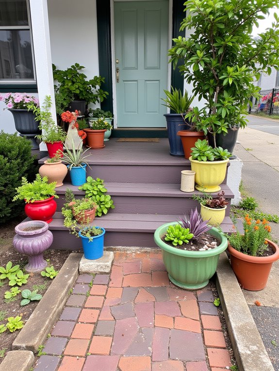 colorful planters enhance atmosphere