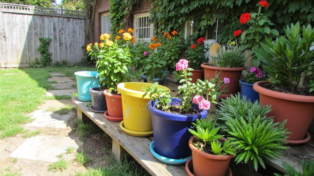colorful terracotta pot arrangement