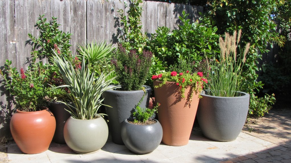 colorful textured concrete planters