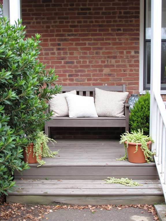 cozy bench with cushions