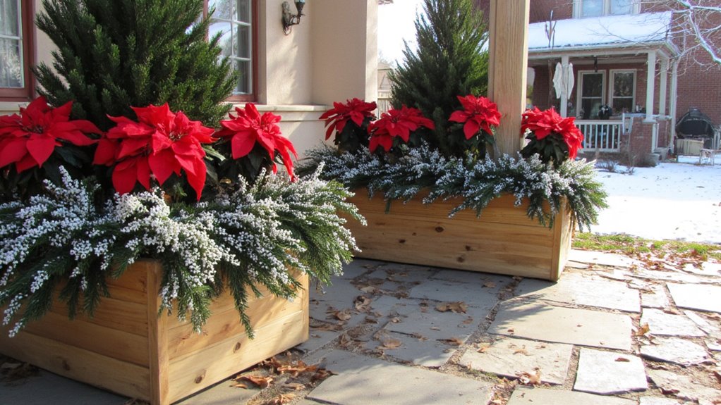 cozy festive cedar planters