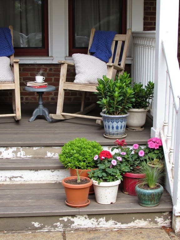 cozy nook with flower pots