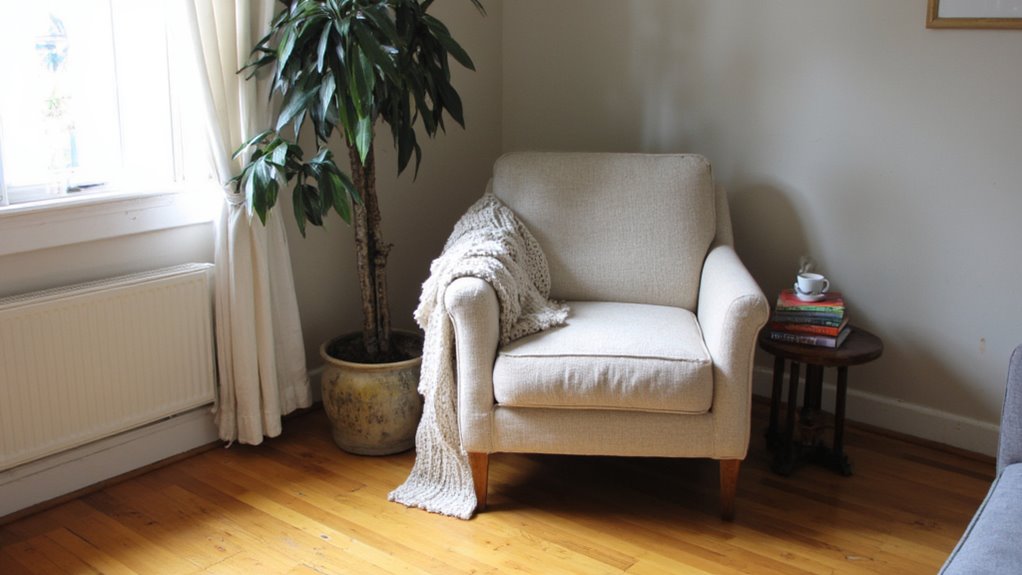 cozy reading nook greenery