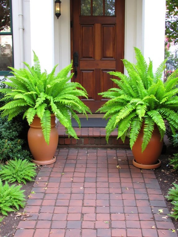elegant ferns enhance entrance