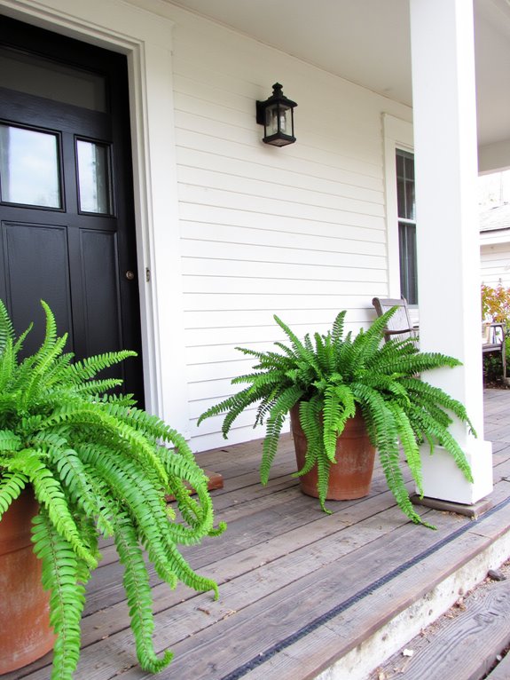 elegant lush ferns enhance porches