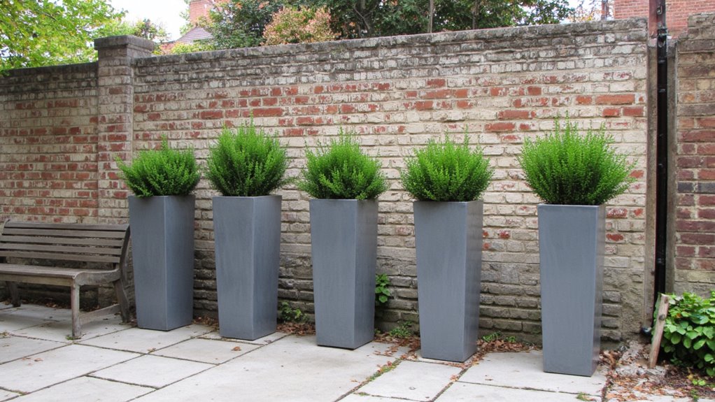 elegant tall concrete planters