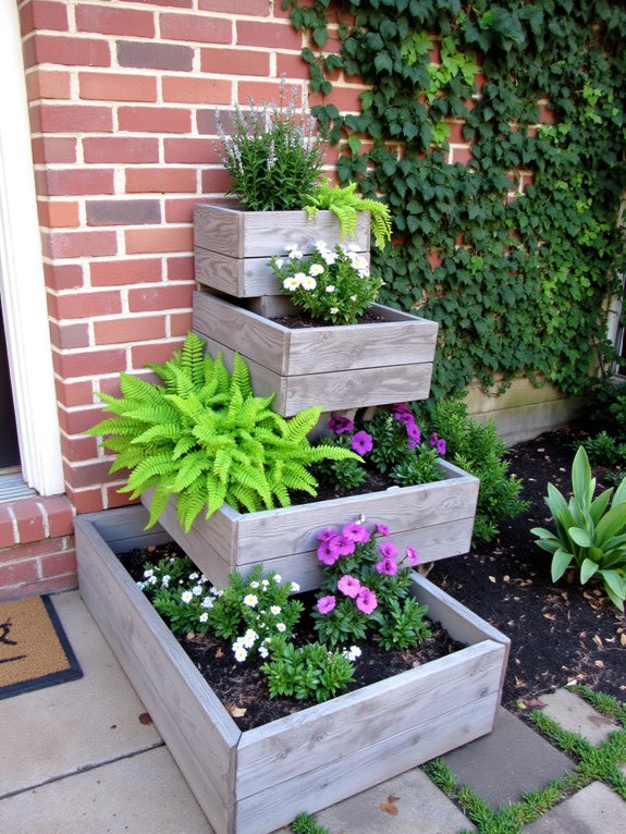 elevated textured planter display