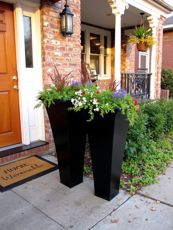 enhance entrance with planters