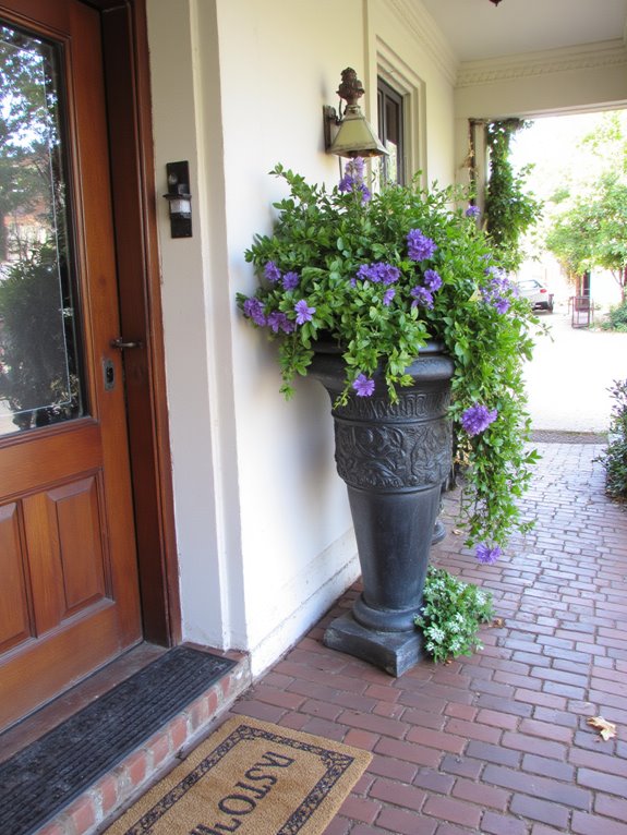 enhance entryway with tall planters