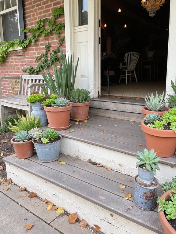 farmhouse succulent arrangements displayed