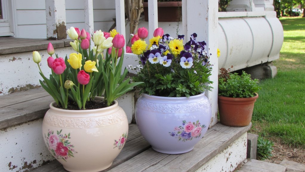 feminine floral ceramic pots