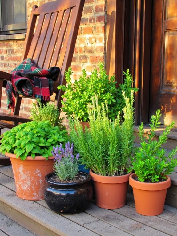 growing herbs in pots