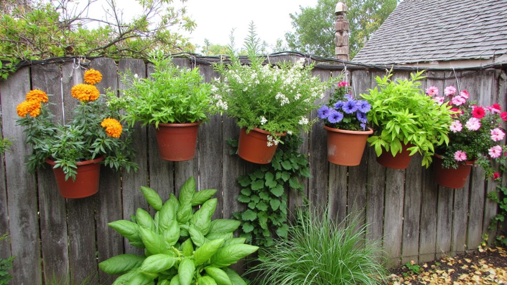 herbs enhance hanging planters