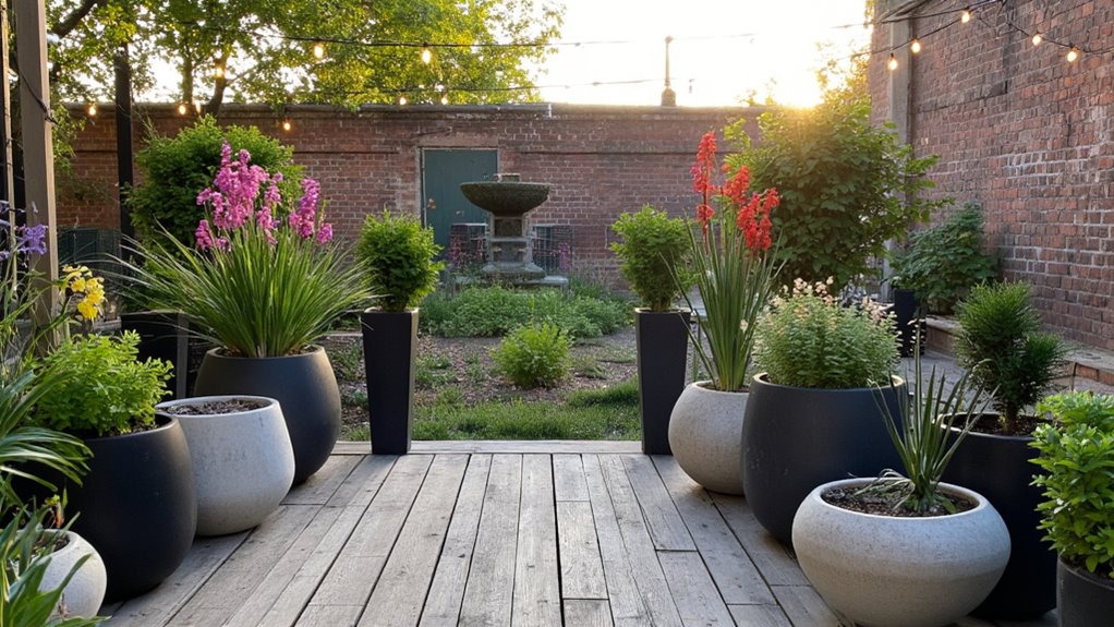 highlighting planters with lighting