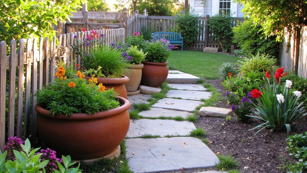 large planters enhance pathways
