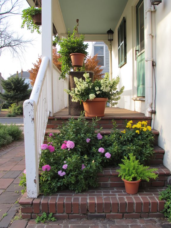 layered floral display planters