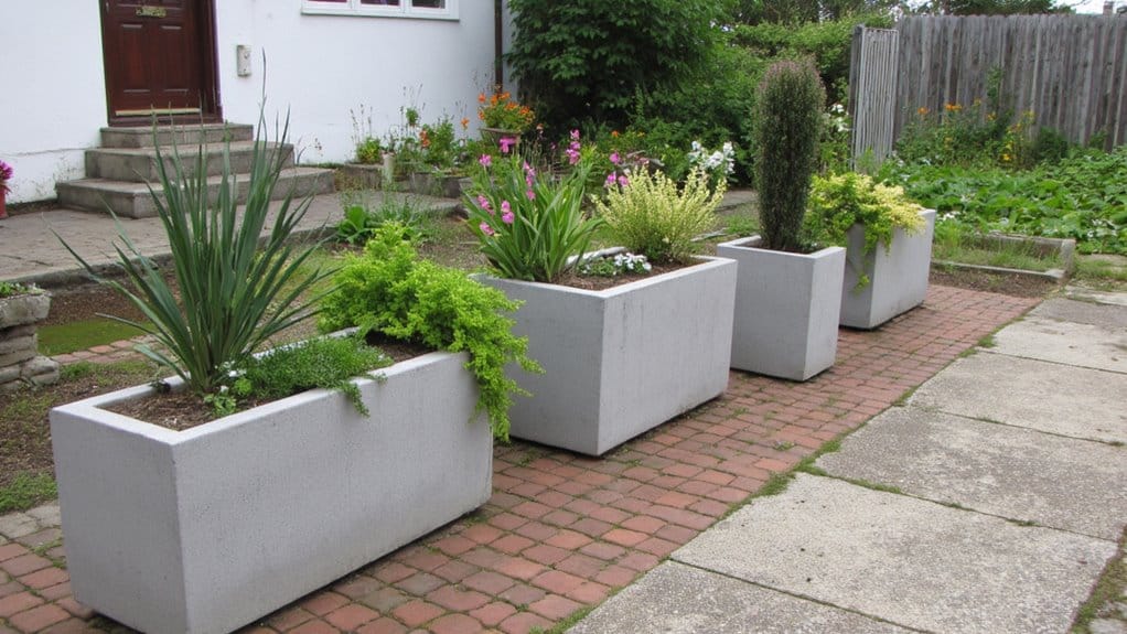minimalist concrete block pots