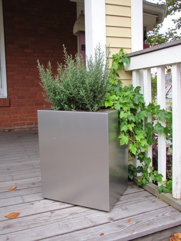 modern metal porch planters