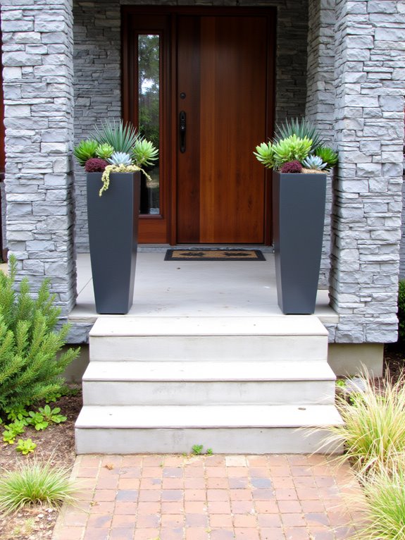 modern succulent entryway arrangements