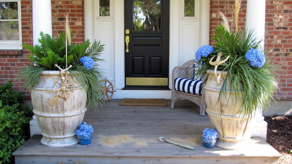 nautical coastal porch planters
