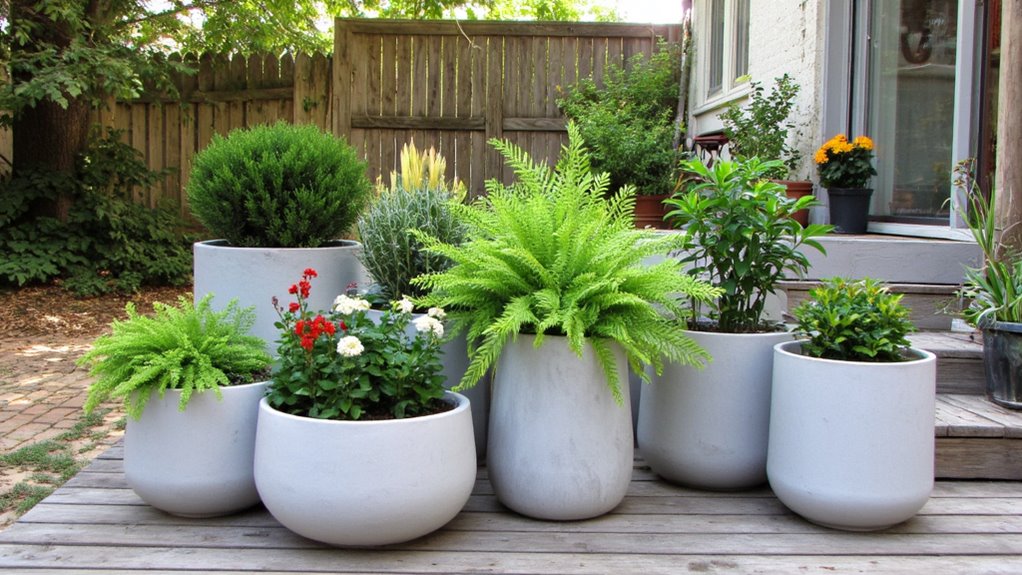polished concrete flower pots