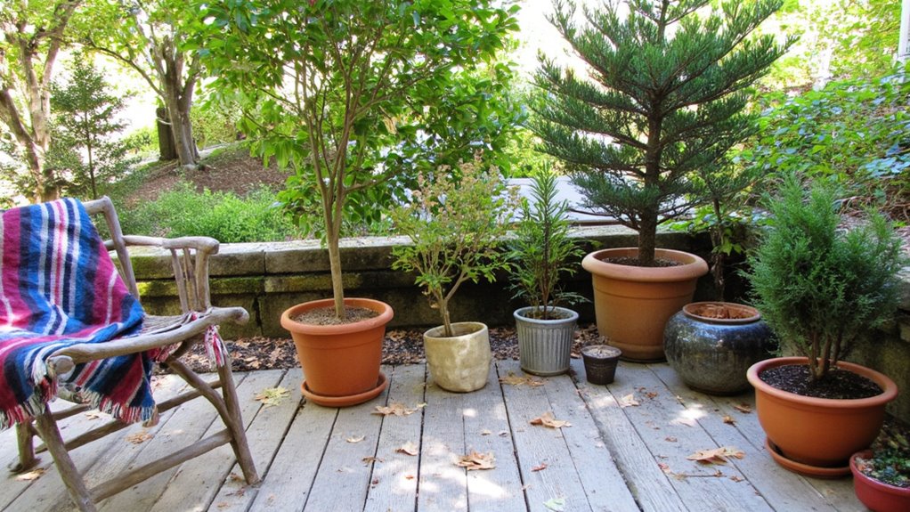 potted trees enhance patio comfort