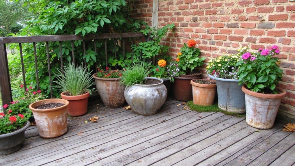 rustic wooden flower pots