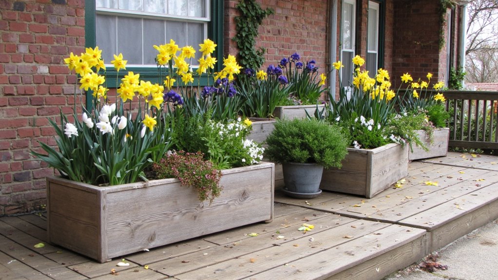 rustic wooden garden planters