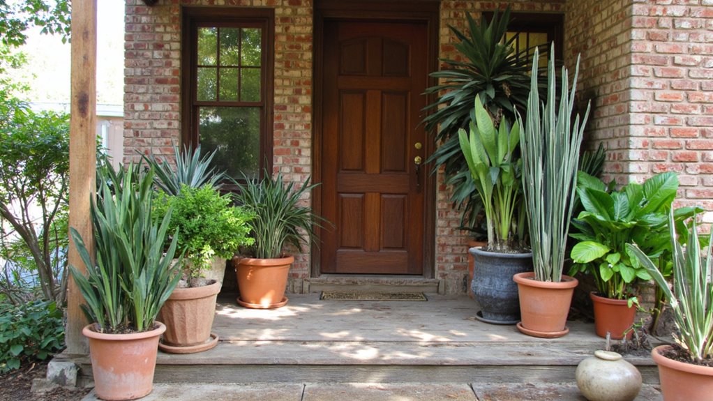 sansevieria plants enhance entryway