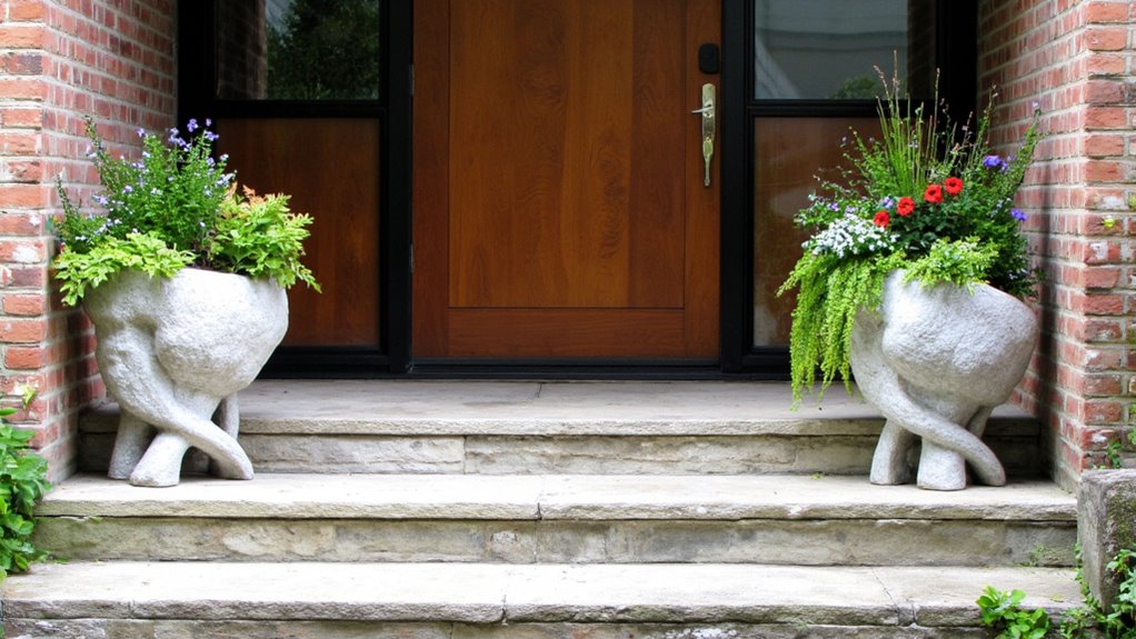 sculptural elements enhance entrances