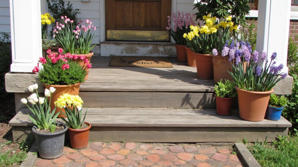 seasonal flower pots joyfully decorated