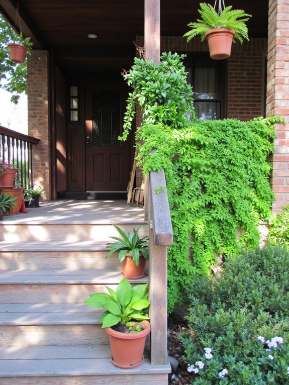 shade planters enhance entryway