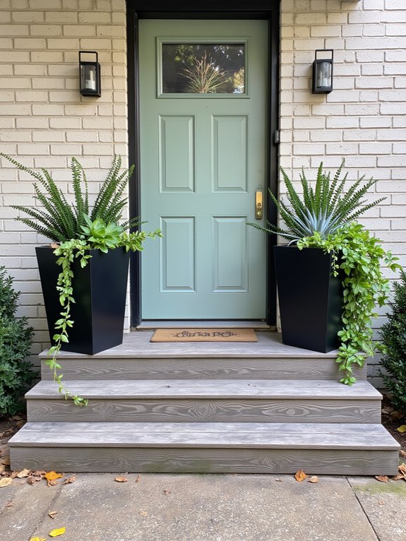 sleek concrete metal planters