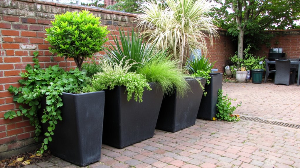 sleek planters enhance outdoor aesthetics