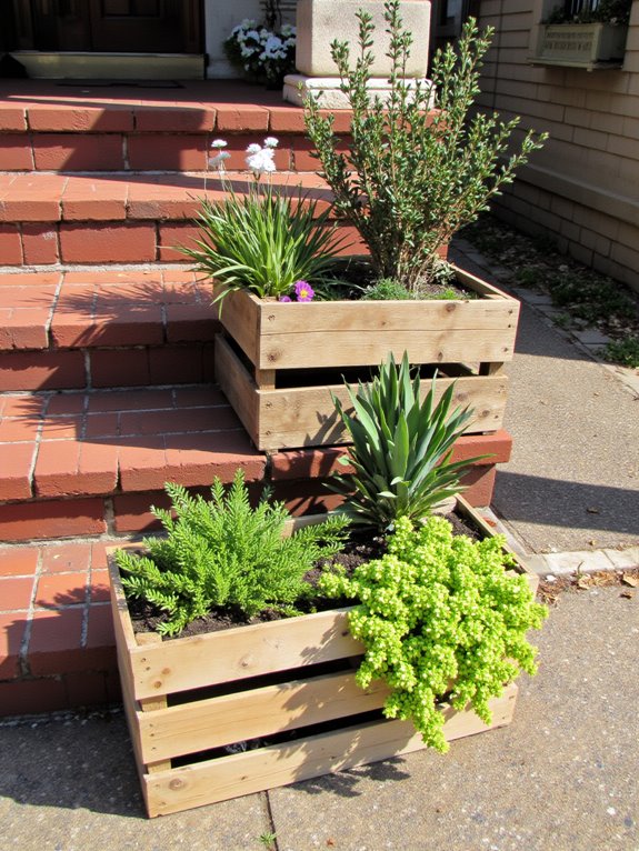 stacked pallets for gardening