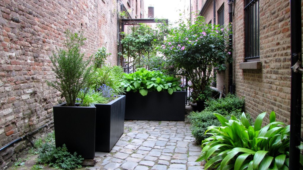 stylish black concrete planters