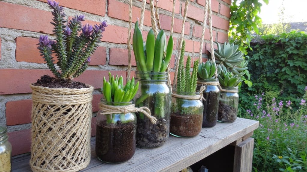 succulent arrangements in jars