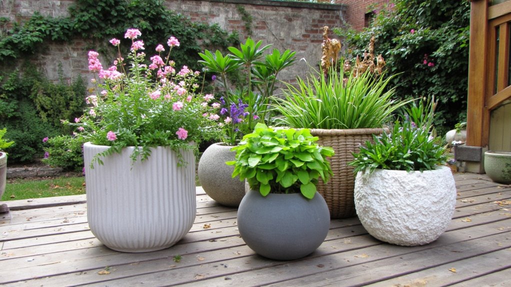 textured flower pots enhance