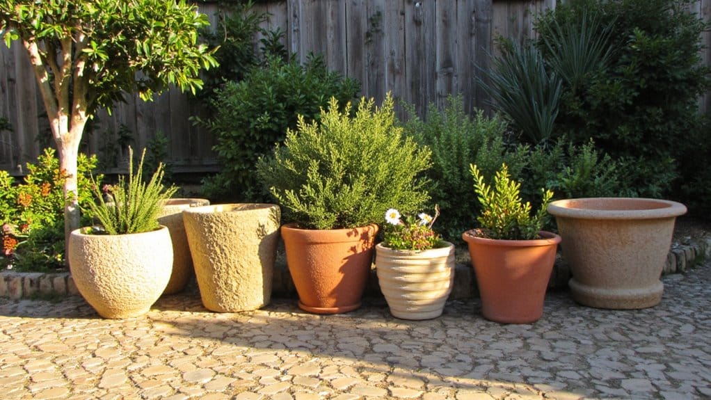 textured planters enhance aesthetics