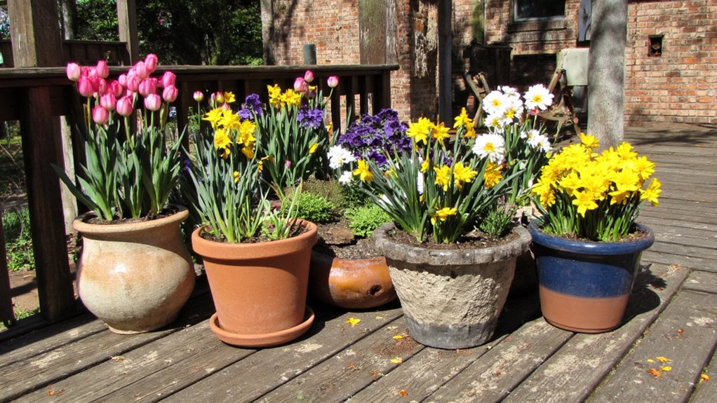 textured pots enhance gardens