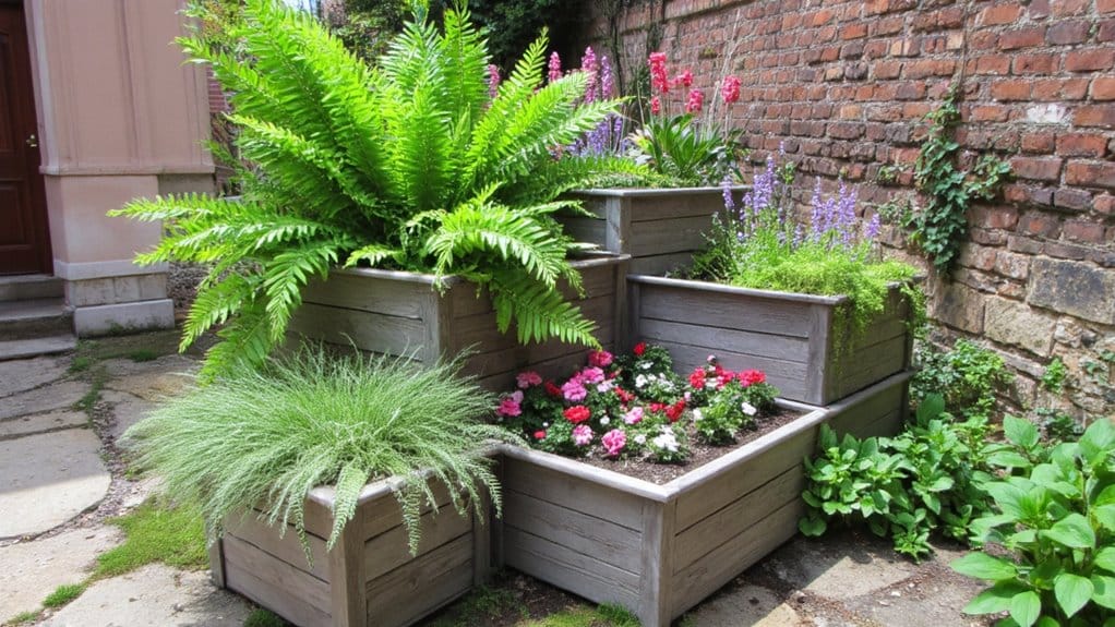 tiered planters enhance garden aesthetics