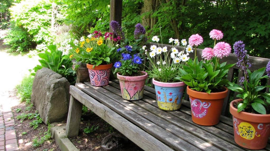 unique hand painted flower pots
