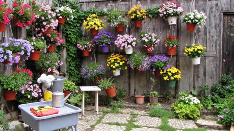 vertical colorful flower pots